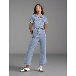 NWOT Dear John Riveter Jumpsuit Blue denim-Vaisley Sz Small Stretch Wide Leg